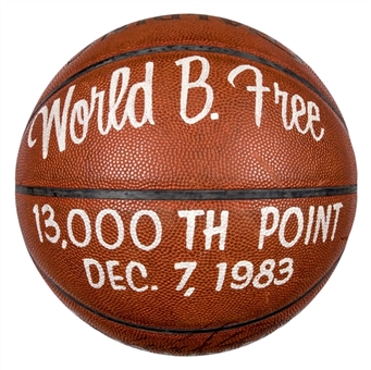 World B. Free Game Used & Signed Basketball From His 13,000th Career Point on 12/7/83 (Free LOA)